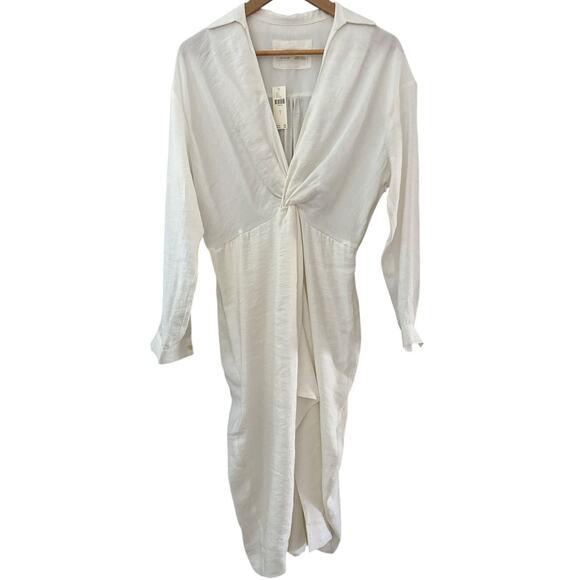 Anthropologie V-Neck Knot Front Midi Dress White Size 6 - Picture 5 of 10